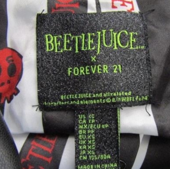 FORVER‎ 21 "Beetlejuice" Black and White Striped Trench Coat XS - Picture 8 of 9